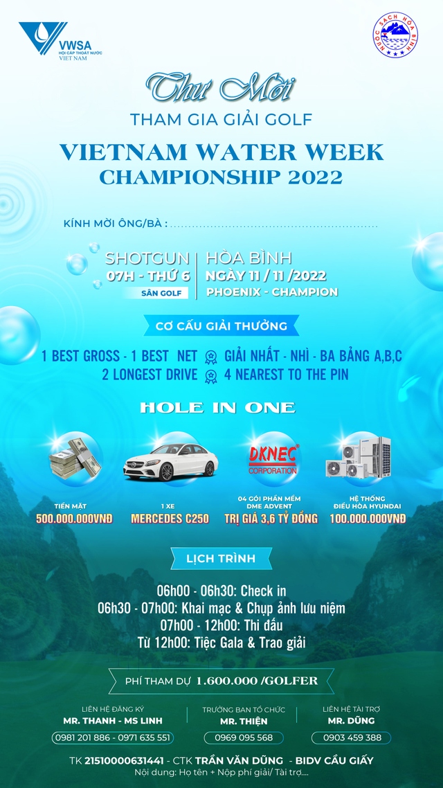 Giải golf Vietnam Water Week Championship 2022 chào mừng Sự kiện Vietnam Water Week 2022 - Ảnh 1.