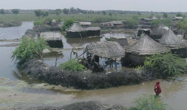 Một khu nhà ngập nước ở huyện Sindh, Balochistan, Pakistan. (Ảnh: Save the Children)