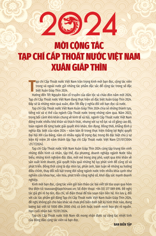 Mời cộng tác Tạp chí Cấp Thoát nước Việt Nam Xuân Giáp Thìn 2024- Ảnh 1.