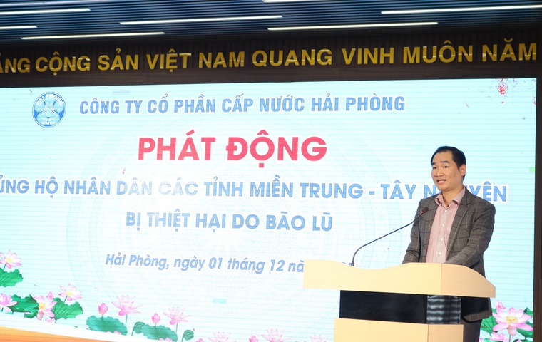 Công ty CP Cấp nước Hải Phòng đã phát động phong trào quyên góp ủng hộ đồng bào miền Trung - Tây Nguyên bị ảnh hưởng bởi bão lũ trong toàn thể công ty.