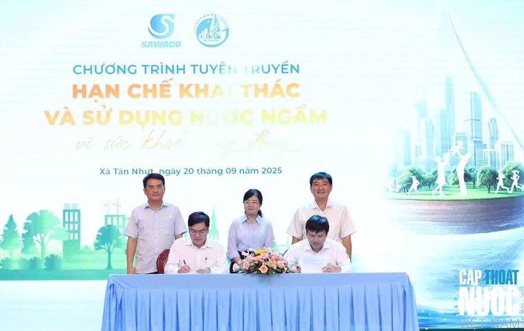 Ký kết liên tịch phối hợp giữa UBND xã Tân Nhựt và Xí nghiệp Cấp nước Sinh hoạt Nông thôn.